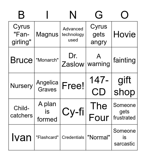 Episodes 66-68 Bingo Card