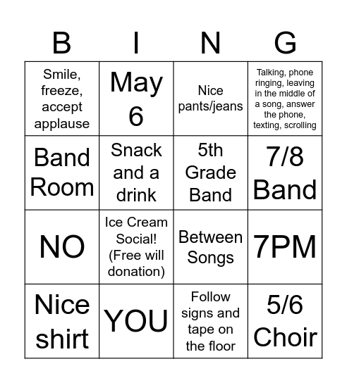 5/6 BING(O) Bingo Card