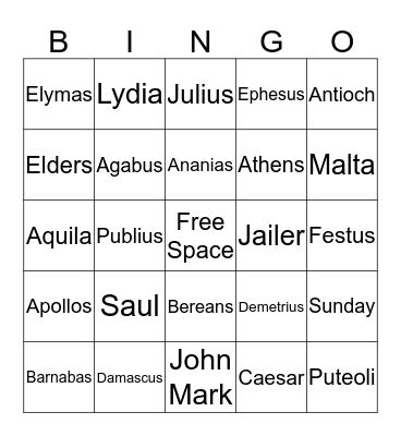 Bible Bingo Card