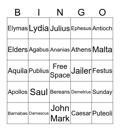 Bible Bingo Card