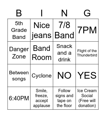 7/8 CONCERT BING(O) Bingo Card