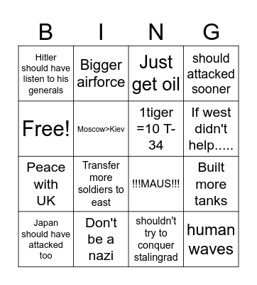 How germany could have beaten USSR bingo Card