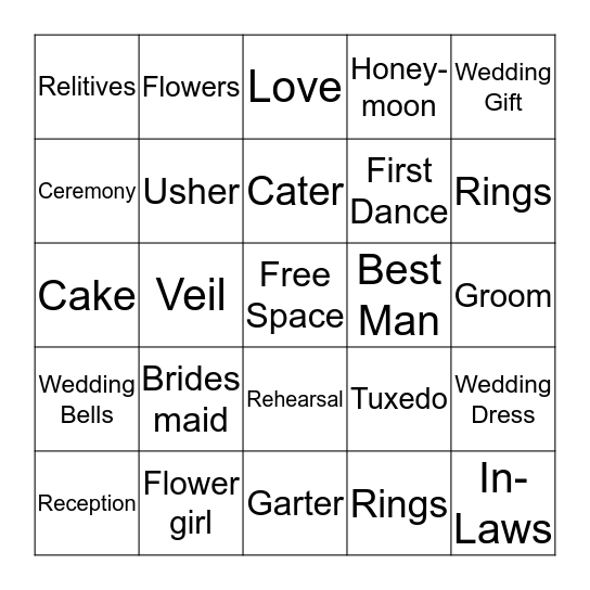 BRIDLAY Shower Bingo Card