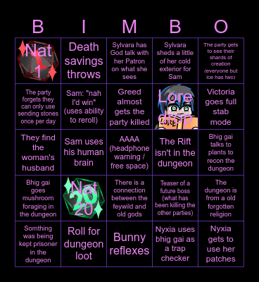 Beyond The Rift ep.3 Bingo Card