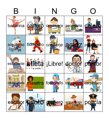 Los Trabajos (with words) Bingo Card