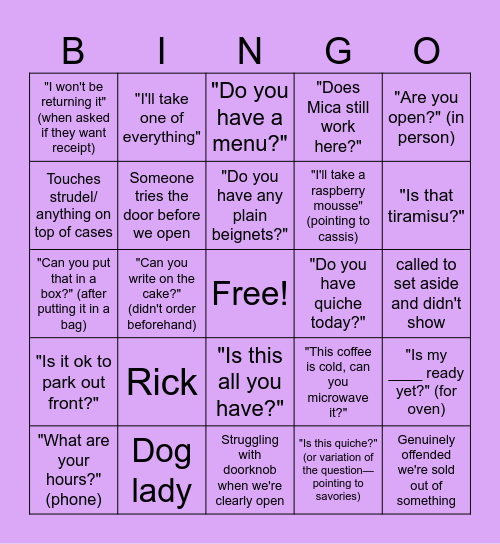 Bonjour Bingo Card