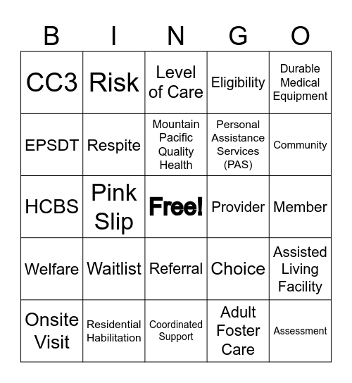 Big Sky Waiver Bingo Card