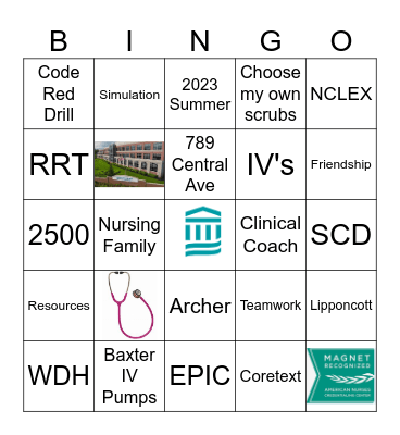 Summer 2023 Nurse Cohort Bingo Card