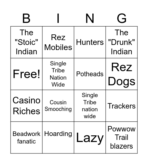 STEREOTYPES! Bingo Card