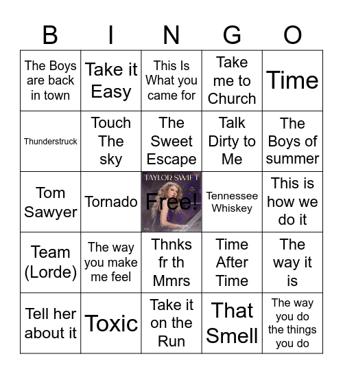 T Bingo Card