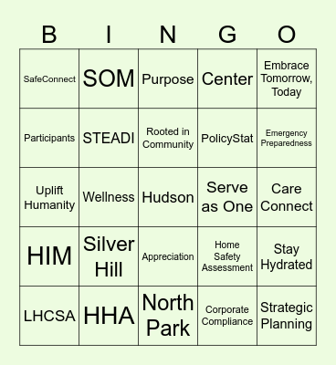 ElderONE - Health System Week 2024 Bingo Card