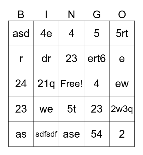 Untitled Bingo Card