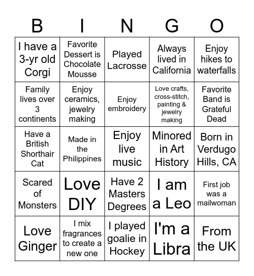 Get to Know You Bingo Card