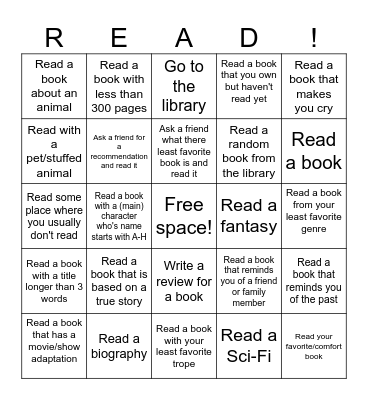 Book Bingo Card