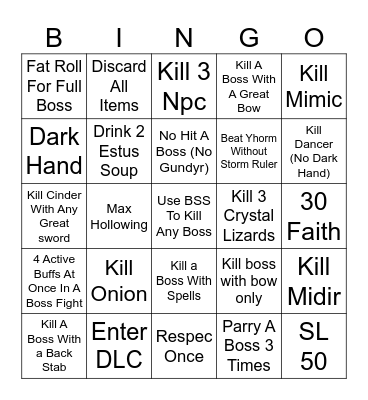 Ds3 Bingo Card