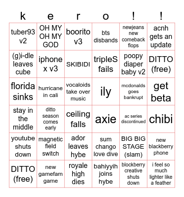 random things :D (extremely hard version) Bingo Card