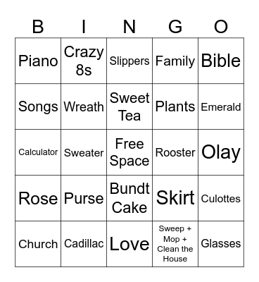 Grandma’s Bingo Card