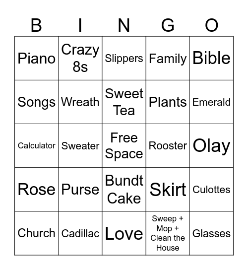 Grandma’s Bingo Card