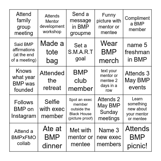 Spring 2024 BMP Bingo Card