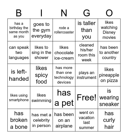 Find someone who ... Bingo Card