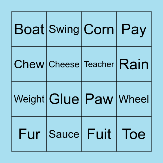 Diagraph Bingo! Bingo Card