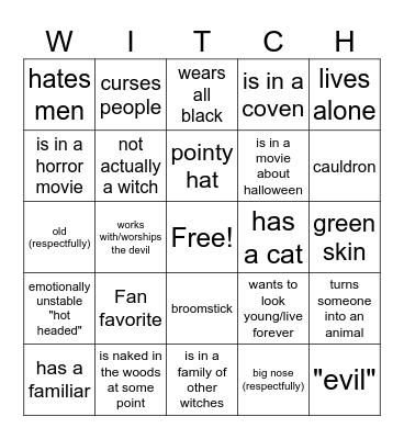 witch bingo Card