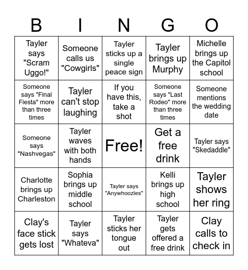 Tay Tay Bingo! Bingo Card