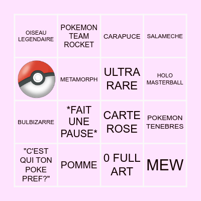 POKEMON CARD BINGO - pearl Bingo Card