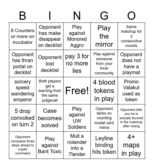 RC Bingo Card