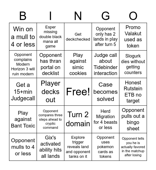 RC BINGO Card