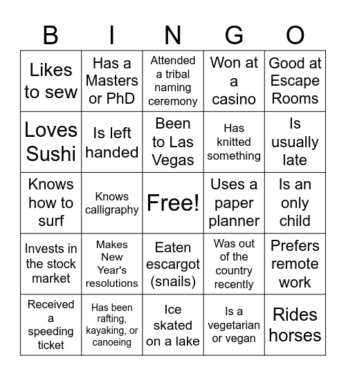 Untitled Bingo Card