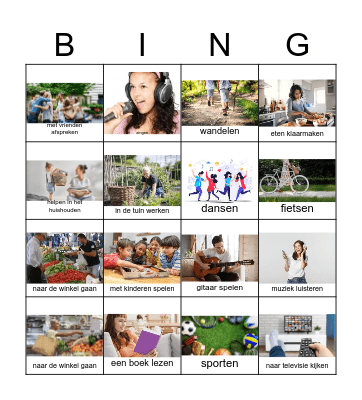 Vrije tijd Bingo Card