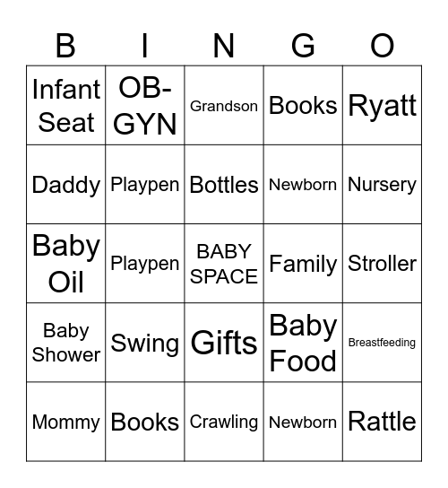 Oliver Ryatt Gorecki Bingo Card