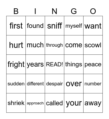 5th Grade Sight Words Bingo Card