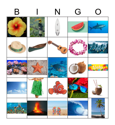 ALOHA-Hawaii Bingo Card