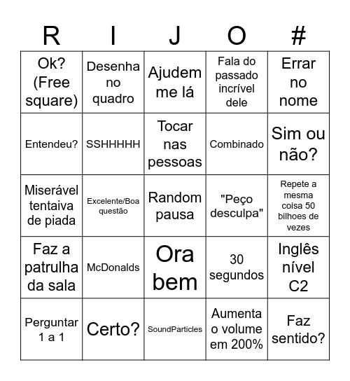 Rijo's Bingo Card