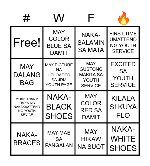 THE WILDFIRE BINGO GAME! Bingo Card