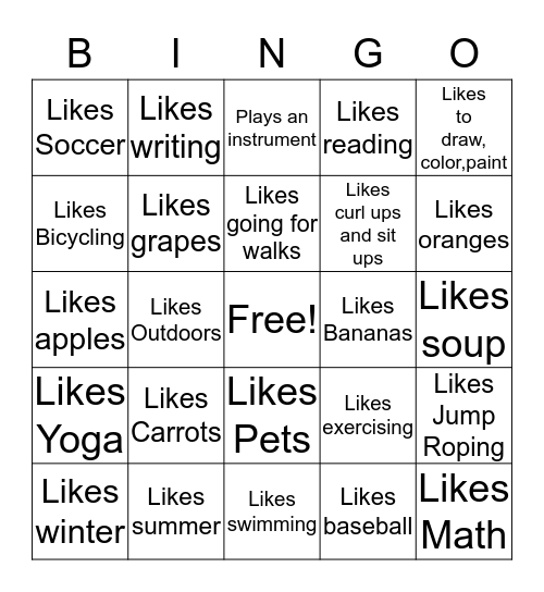 Picture of Me Bingo Card