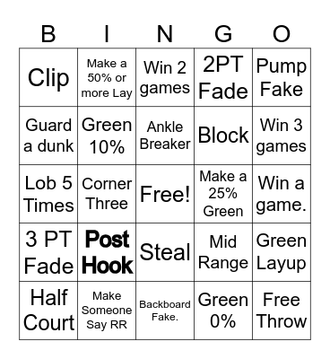 Basketball Legends Bingo Card