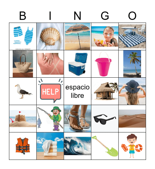 Beach Vocab Bingo Card