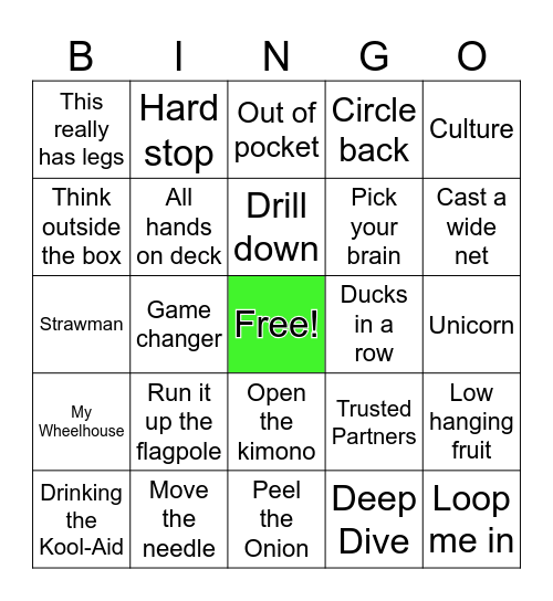 work work work work work! Bingo Card