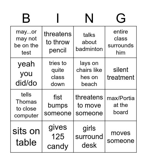 Mr. tejada bingo 2 Bingo Card