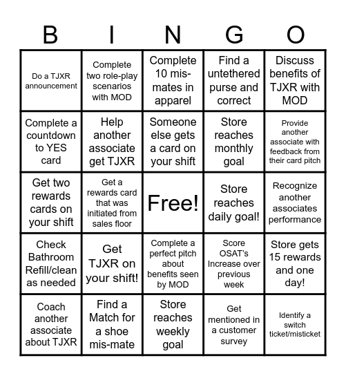 Rogers TJXR May 2024 Bingo Card