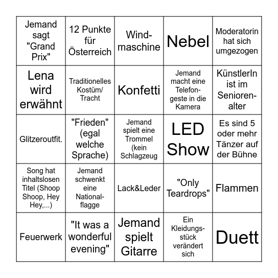 ESC Bingo Card