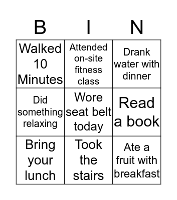 Week 1 Bingo Card