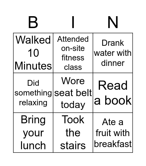 Week 1 Bingo Card