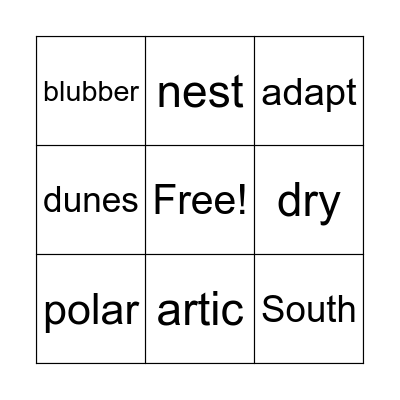 Habitat BINGO Card
