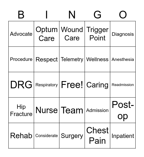 2024 CCR Nurses' Week Bingo Card