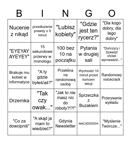 Ultimate Szu Bingo Card