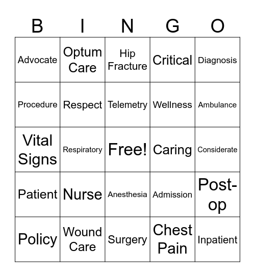 2024 CCR Nurses' Week Bingo Card